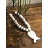 Collier faïence brut poisson ( blanc )
